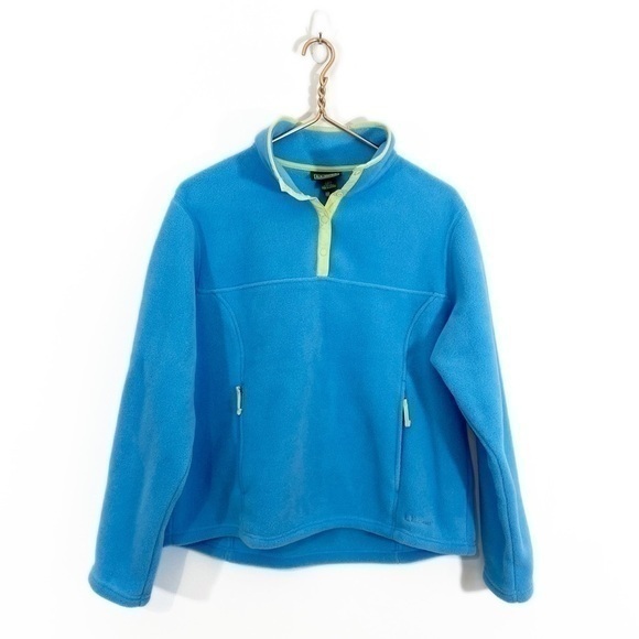 L.L. Bean Vintage Blue Pullover Fleece Snap Jacket Large‎ - Picture 1 of 9